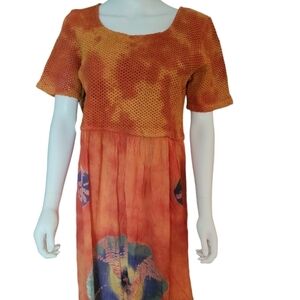 Caribbean Pacific Maxi Dress M/L Orange NWT